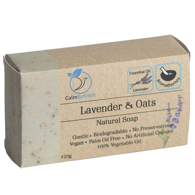 Lavender and Oats Soap Box Main Product Image Transparent